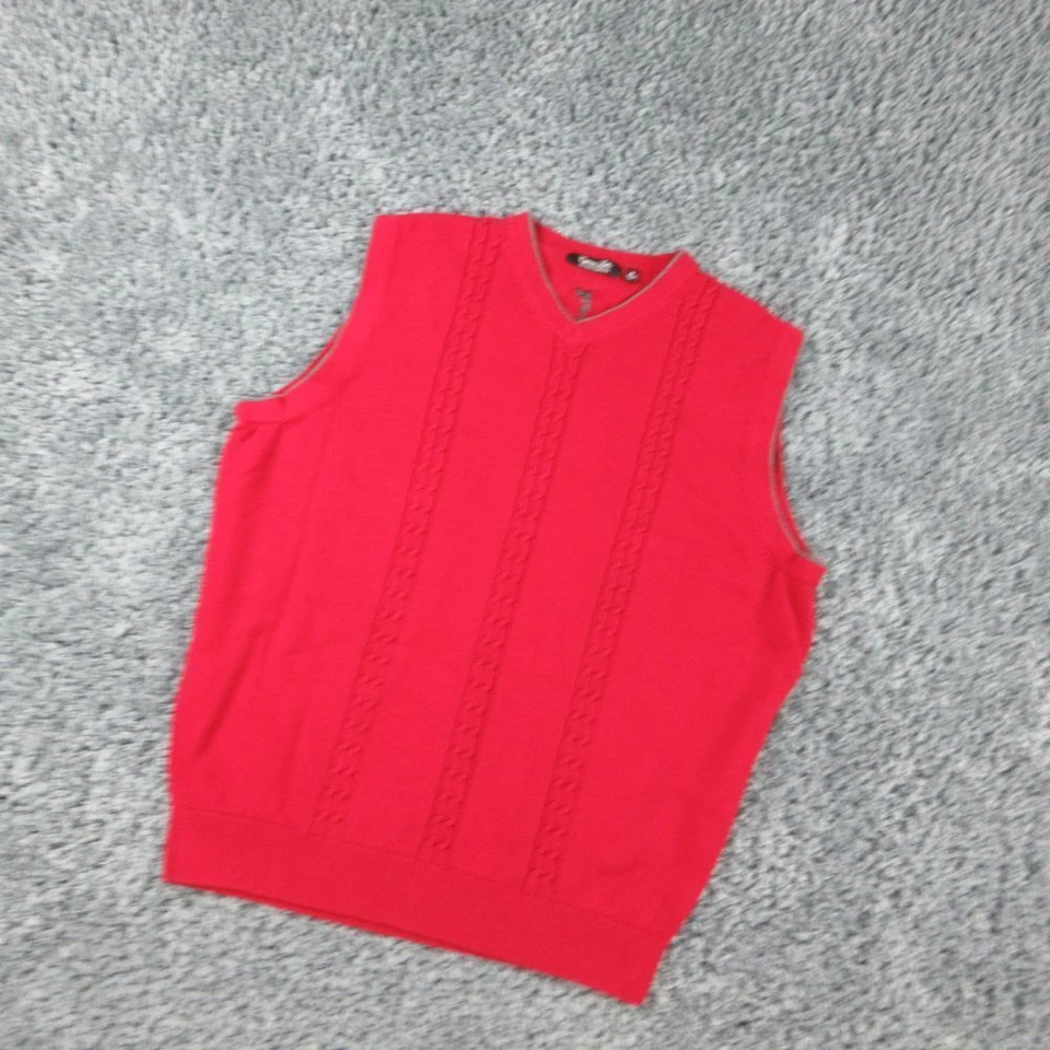 Suéter Cypress Links Para Hombres XL Rojo Cable Tejido Chaleco Sin Mangas Golf Cuello en V Foto 2 de 4