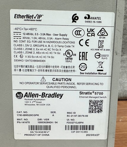 AB Cisco Stratix 5700 Ethernet Managed Switch 1783-BMS20CGPK NEW US Free Tax - 第 7/20 張圖片