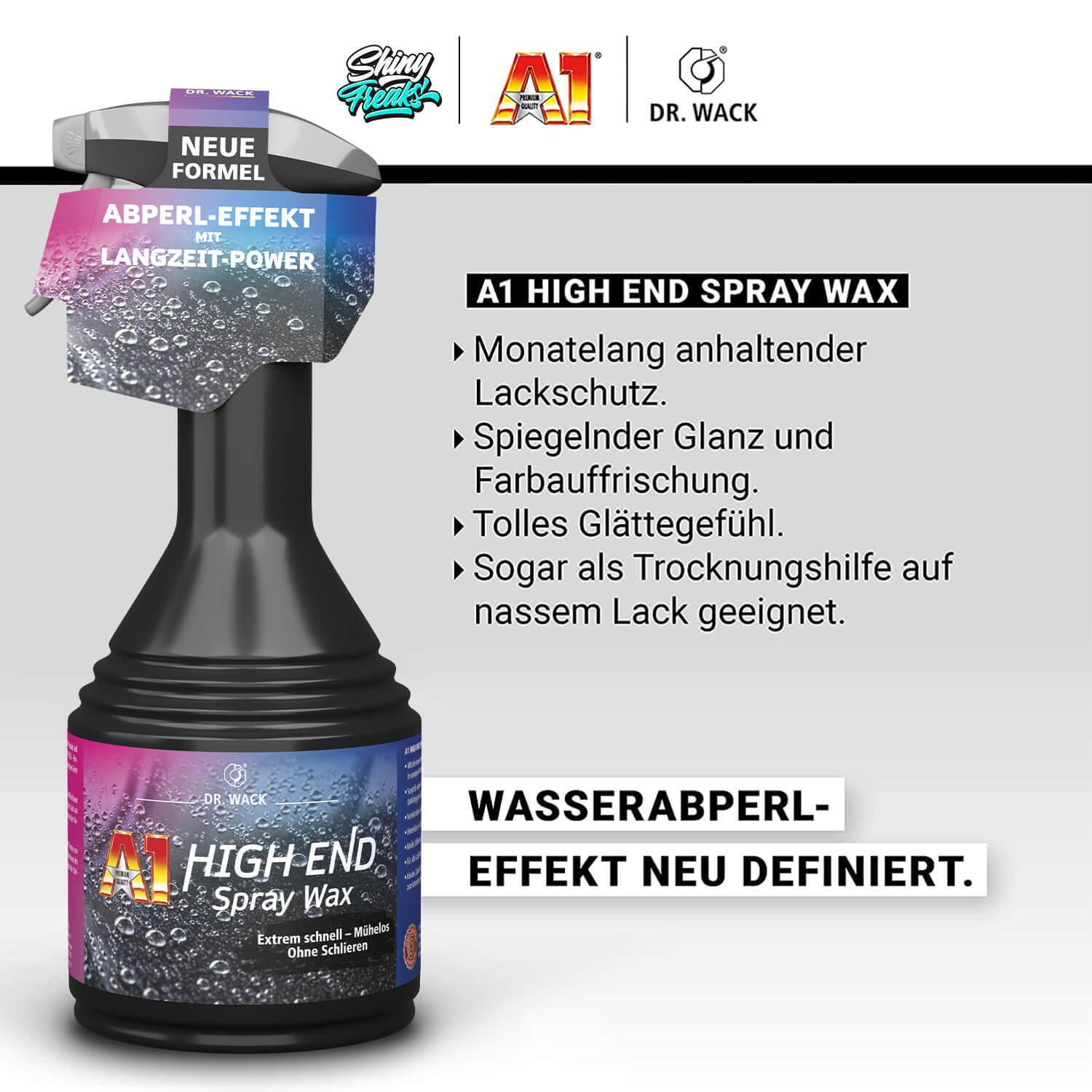 Dr. Wack A1 High End Spray Wax Lackversiegelung Set Mikrofasertuch Applikator