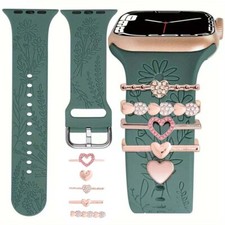 5 Bling Watch Charms For Apple Watch Silicone Band Metal Decorative Rhinestone