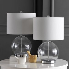 SAFAVIEH Lonni Table Lamp Set of 2  Clear / Chrome 