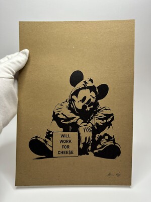 Chris Boyle ''Will work for chee$e'' A4 Urban Kunstdruck signiert gestempelt 21/100