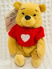 Vintage Disney Store Winnie the Pooh Heart Sweater Bean Bag Plush