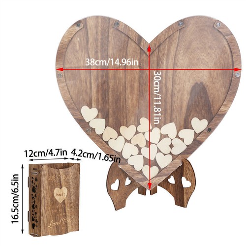 Hochzeitsdeko Gästebuch Hochzeit aus Holz mit 91 Herzen Box Gästebücher Landhaus - Bild 3 von 9
