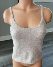 Womens Fuzzy Beige Tank Top Soft