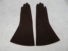 DESIGNER LADIES BROWN SUEDE DRESS GLOVES UNLINED SIZE 6.5