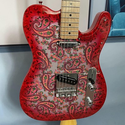 Factory Red Paisley Solid Body TL Electric Guitar 6 Strings Fixed Bridge 21Frets