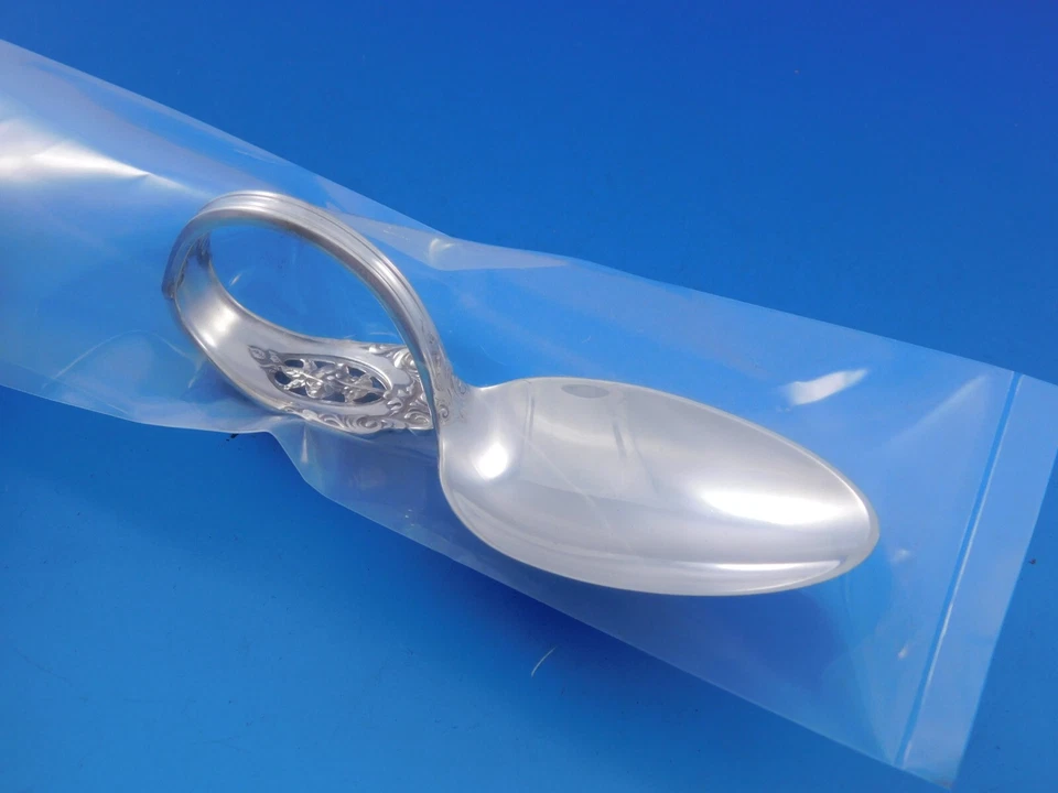 Rose Point by Wallace Sterling Silver Baby Spoon Bent Handle 3 1/2" Custom - Image 2 of 4