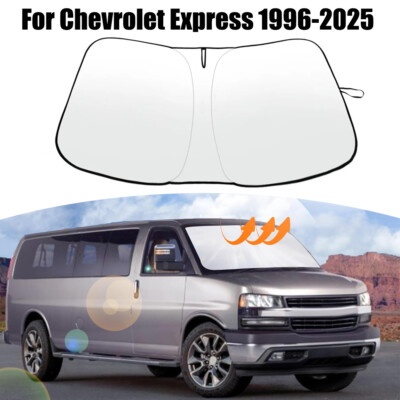 For Chevy Express 1996-2025 Car Sunshade Windshield Cover Foldable Block UV Rays