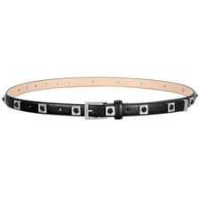 Studded Belt for Women Punk Leather Belt Fashion Skinny Belt Thin Ladies Belt
