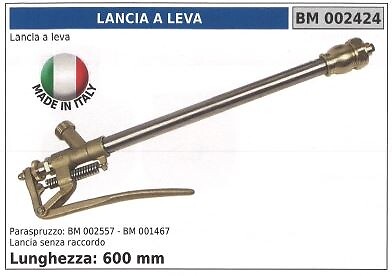 Lancia Irrorazione Alta Pressione 60cm con Leva Inox - Uso Agricolo