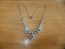 WHITE AURORALIS BORALIS FIFITES PASTE NECKLACE ON CHROME WITH DOUBLE LAYER