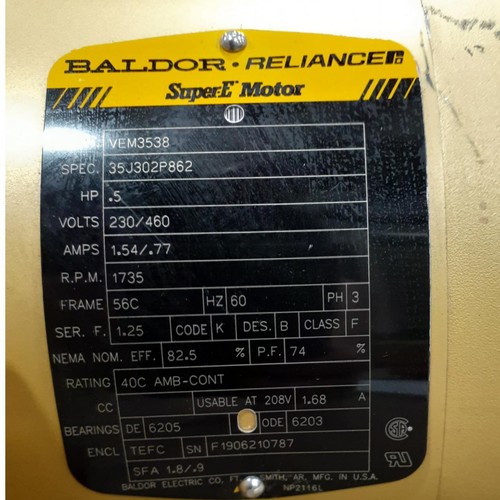 Baldor VEM3538 General Purpose Motor, .5 HP, 1735 RPM - Picture 5 of 5
