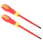 2x MAGNETIC FLAT INSULATED SCREWDRIVERS Size 5.5 125mm Soft Comfort Grip Handle