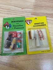 Vintage Miniature Dollhouse Accessories Food Pantry and Dairy 2 Packages Wooden