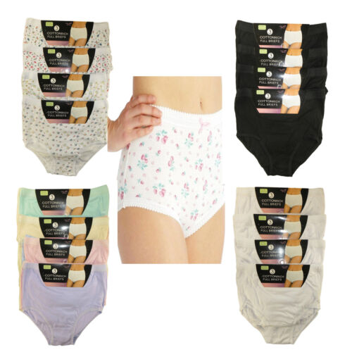Pack of 6 Ladies Briefs, 100% Cotton Maxi Full Comfort Fit Underwear, Size 10-24 - 第 1/6 張圖片