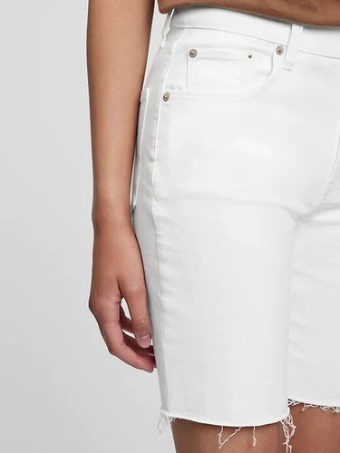 Gap High-rise White Denim Bermuda Shorts w/ Washwell, Women's 27/4 NWT (White) - Picture 3 of 11