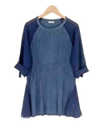 VIVANCE Damen Shirt Longshirt Tunika Materialmix blau Größe 42 44 NEU 161