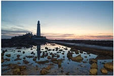 Sunrise, St Mary's lighthouse, Whitley bay, UK - 30" x 20" CANVAS - UK COASTLINE