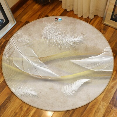3D White Feather Texture ZHUA2852 Game Non Slip Rug Mat Photo Carpet Amy