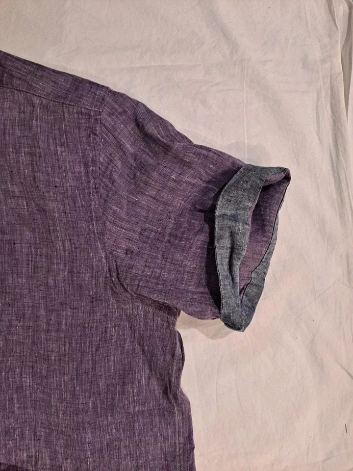 INSERCH Collezione Mens Linen Purple Short Sleeve Shirt XL - Image 2 of 3