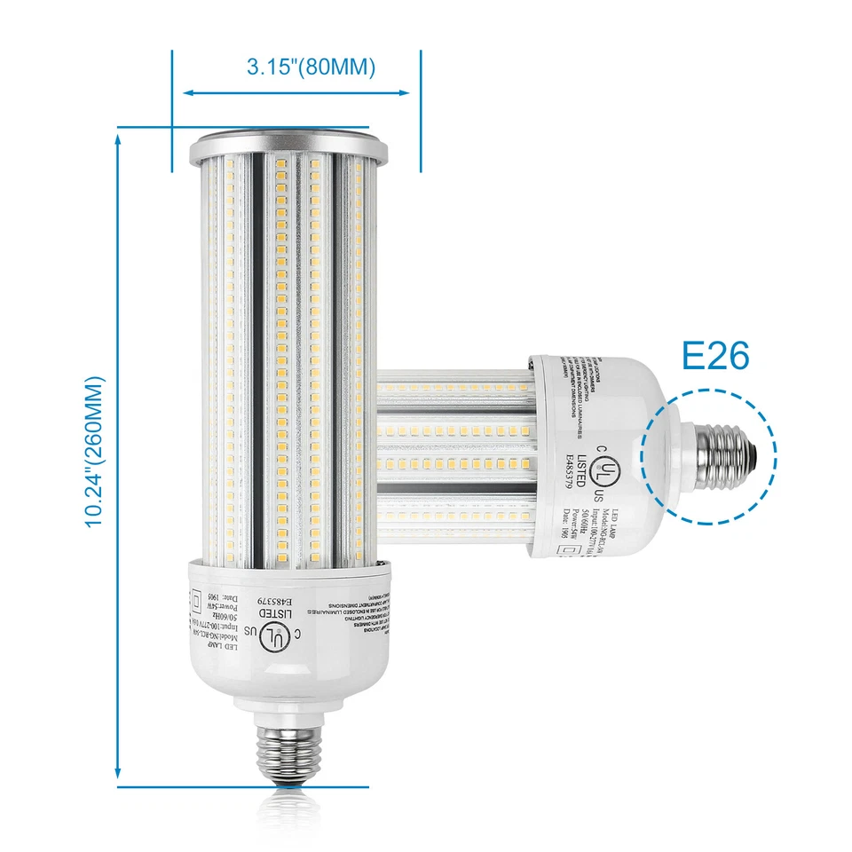 54W LED Corn Light 5000K Daylight Warehouse Basement Store E26 Medium Base Bulb  - Image 4 of 4