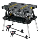 Keter Table pliante portable support de rangement d'outils établi scie chevalet avec pinces de 12 po