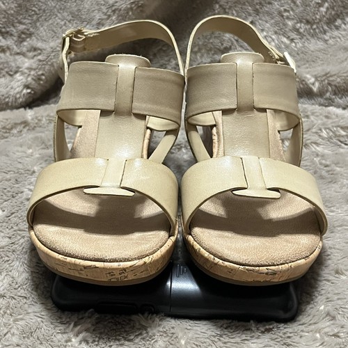 Clarks Rose bequeme beige Leder Slingback Kork Keilabsatz Sandalen 35812 Damen 7M - Bild 14 von 19
