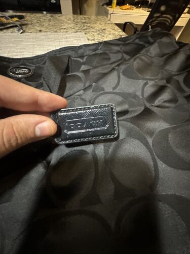 Coach Large Solid Black Logo Print Getaway Travel Weekender Tote RARE! READ - Picture 2 of 6
