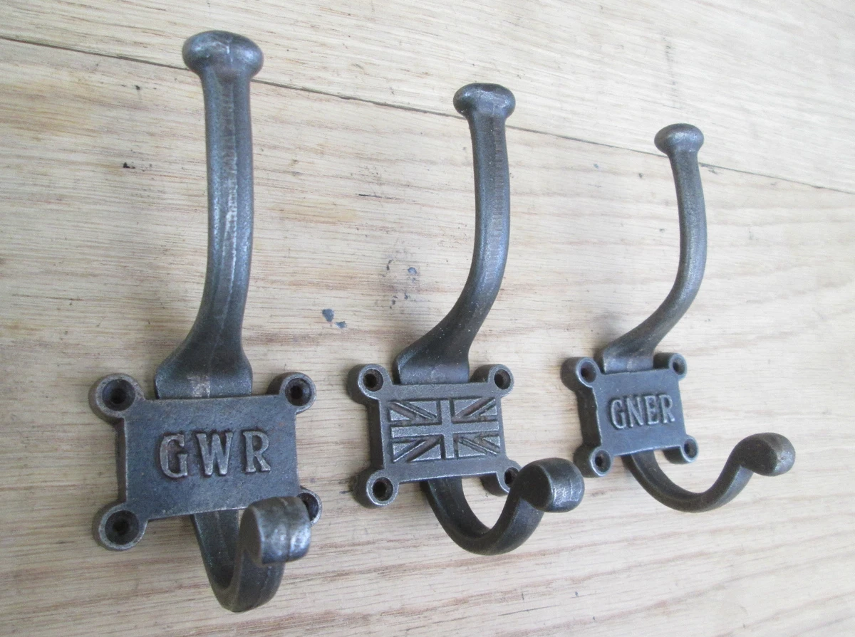 CAST IRON VINTAGE INDUSTRIAL STYLE HAT & COAT HOOK HANGING PEG COAT RACK  HOOK