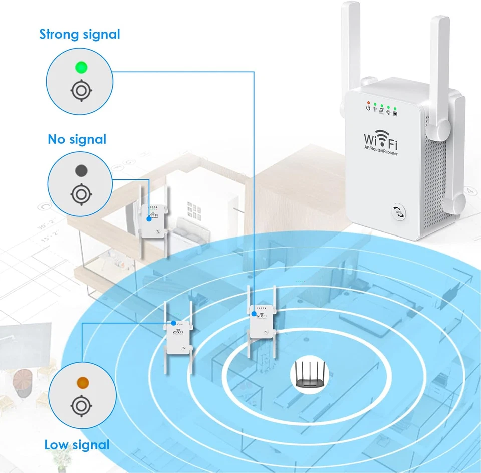 Estensore Wifi, Amplificatore Di Segnale Internet per Casa, Ufficio, Amplificato - Immagine 2 di 4