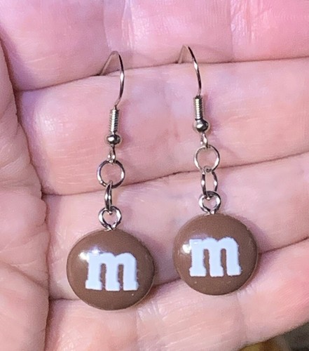 Brown M & M Candy Drop Dangle Earrings!! - Picture 6 of 8