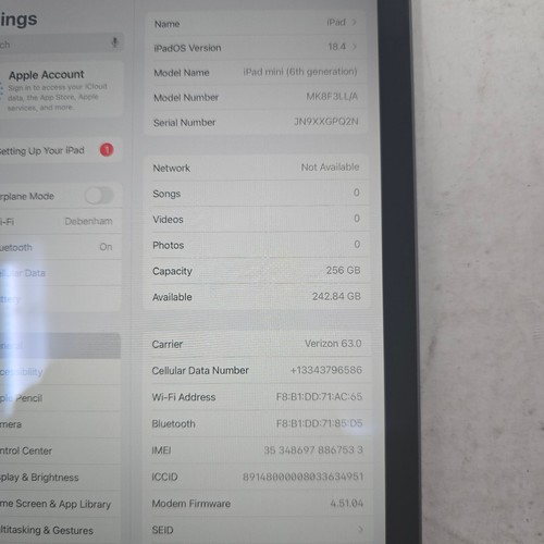 Apple iPad Mini 6th Gen A2568 256 GB, Wi-Fi + 5G Unlocked, 8.3 in - Space Gray - Picture 2 of 4