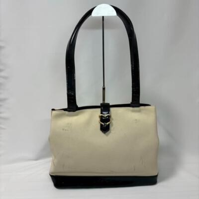 ハンドバッグ Saint Laurent  Handbags Women Fabric Beige/Black Saint Laurent Canvas Enamel Tote Bag Ysl Auth Beige Black