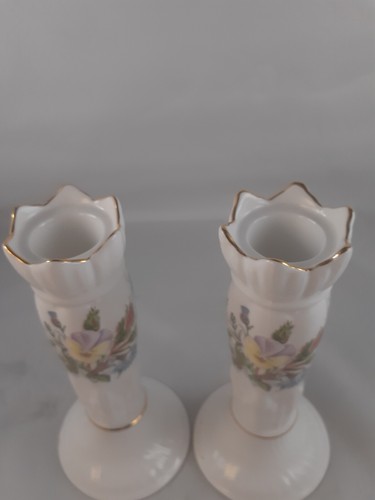 Aynsley Wild Tudor Candle Holders x 2 Fine Bone China 1st Quality British - Picture 2 of 10