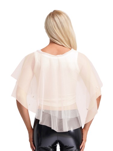 Top donna scialle punta mantello San Valentino matrimonio chiffon cocktail sposa - Foto 87 di 96