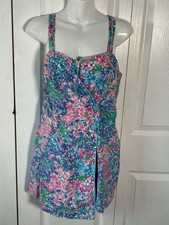 Vintage Riviera By Ceeb Floral Smock Swim Dress Size 42