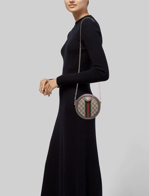 Gucci Mini GG Supreme Ophidia Round Crossbody Bag Pre-Owned W/Box And Dustbag