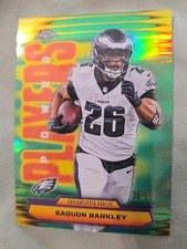 2025 Topps Chrome NFL Saquon Barkley Power Players Green /99 Color Match