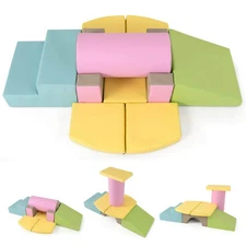 10 Pieces Foam Climbing Blocks Set w/PU Leather Surface for Climbing & Sliding