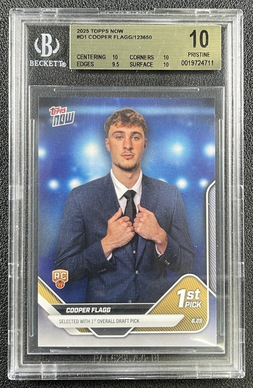 COOPER FLAGG BGS 10 PRISTINE 2025-26 TOPPS NOW #D1 ROOKIE #1 PICK RC MAVS 4711