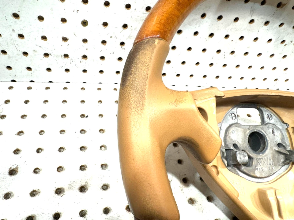 OEM Porsche 03-10 Cayenne Madera Oliva Beige Arena Cuero Volante 1 Volante, Sin Bolsa Foto 4 de 4