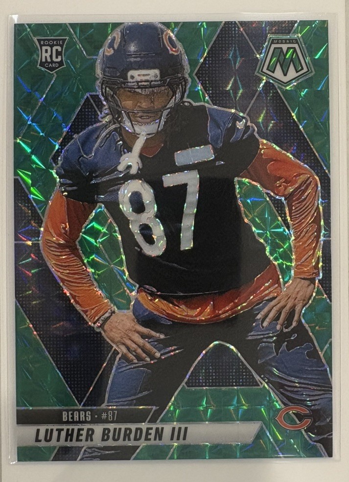 Luther Burden III 2025 Panini Mosaic Football Green Refractor Rookie No. 383
