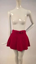 VINTAGE 1930’S PLUSH RED TERRY CLOTH STYLE SWIMSUIT MINI SKIRT BY JANTZEN