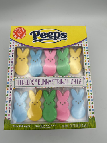 Peeps Bunny LED Easter String Lights Decor Bunnies Batteries Not Included - Picture 1 of 2