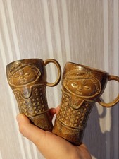Vintage Studio Keramik Tassen Paar (Mann & Frau) &ndash; 60er/70er Brutalismus