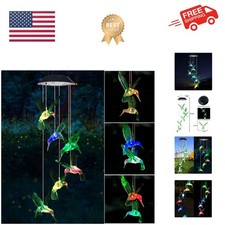 Wind Chime, Solar Hummingbird Wind Chimes Outdoor/Indoor,Birthday Gifts for M...