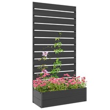 Raised Garden Planter with Trellis Black 90.5x38x180cm Durable WPC & Aluminium.