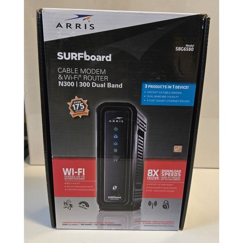 ARRIS SURFboard SBG6580 DOCSIS 3.0 Cable Modem/ Wi-Fi N300 Open Box