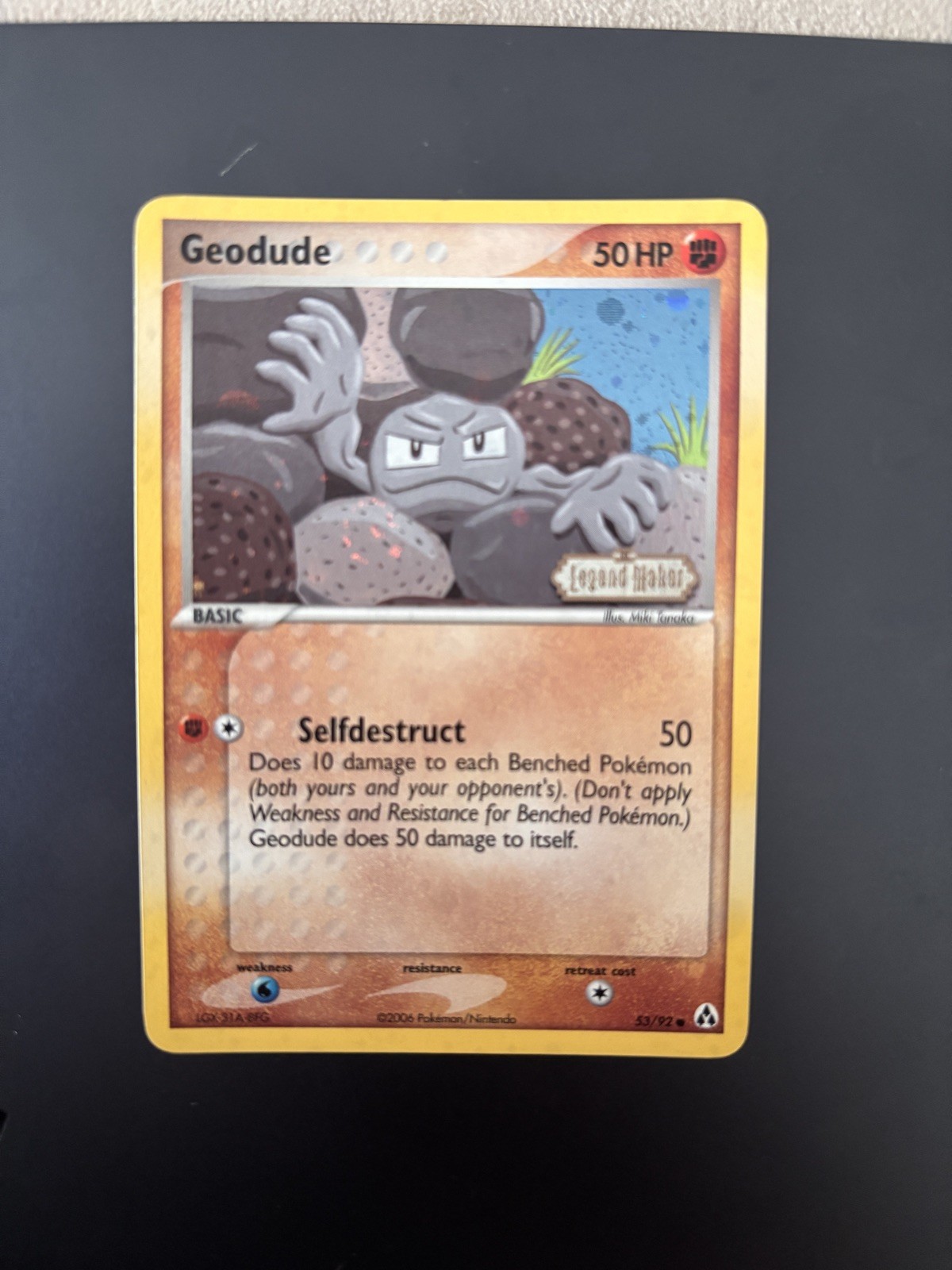 Geodude Reverse Holo 53/92 Rare Pokemon Card EX Legend Maker Stamped NM